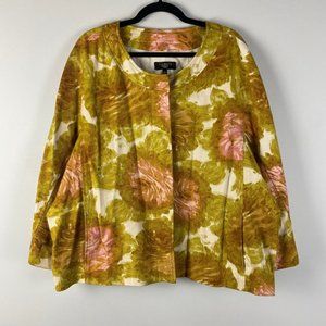Talbots Jacket Plus Size 22W Cotton Floral Blazer Button Up